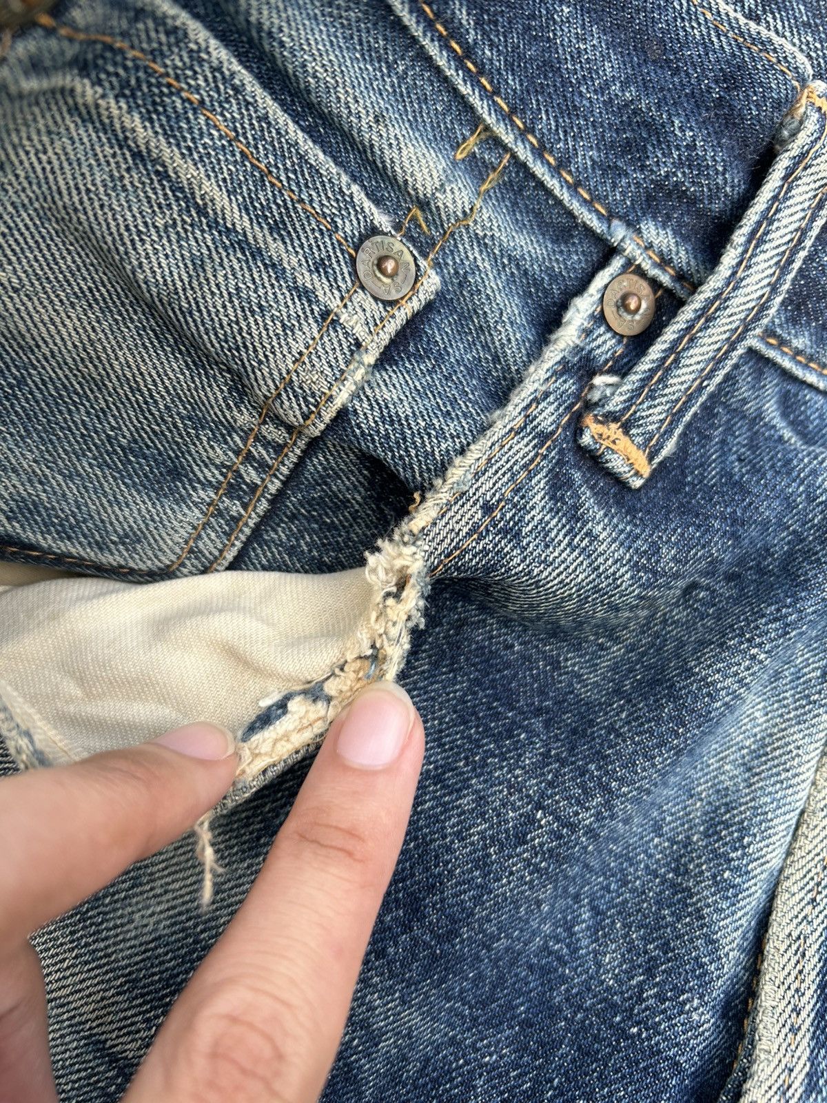 Kapital Thrashed Vintage Studio Dartisan Selvedge Denim Jeans Size US 31 - 9 Thumbnail