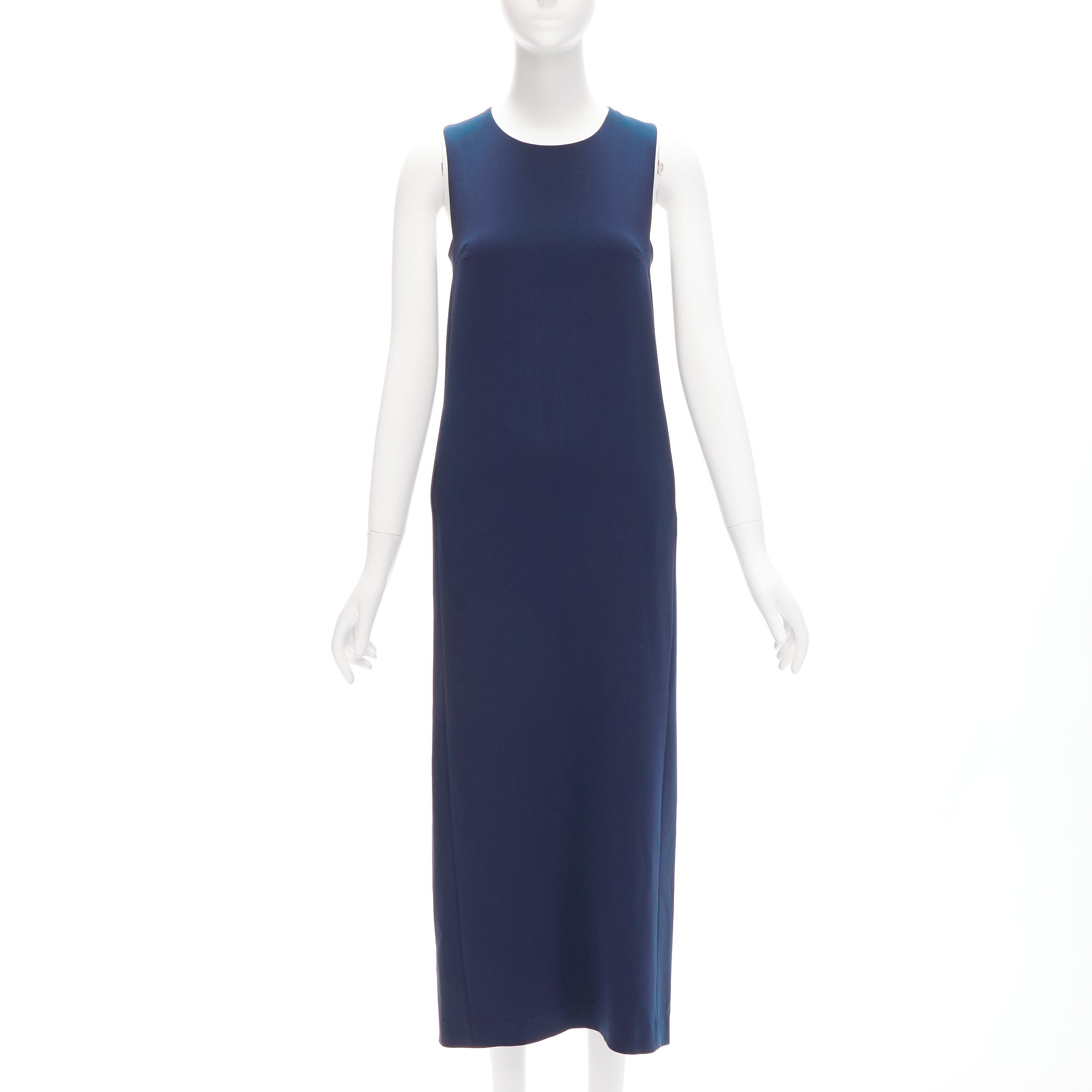 Theory THEORY navy minimal classic round neck midi shift dress US0 XS Size XS / US 0-2 / IT 36-38 - 1 Thumbnail