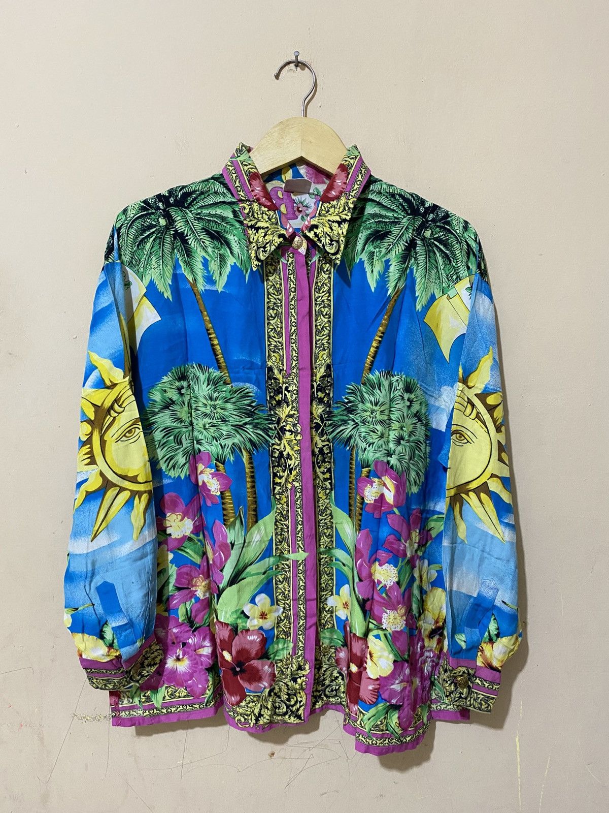 Other 90s Rare Mondi Boroque Silk Shirt Like Versace Size L / US 10 / IT 46 - 1 Thumbnail