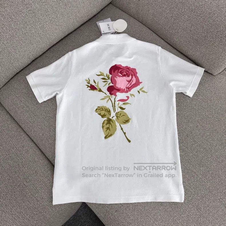 Dior Dior Rose embroidered pattern short-sleeved polo shirt Size US XS / EU 42 / 0 - 2 Thumbnail