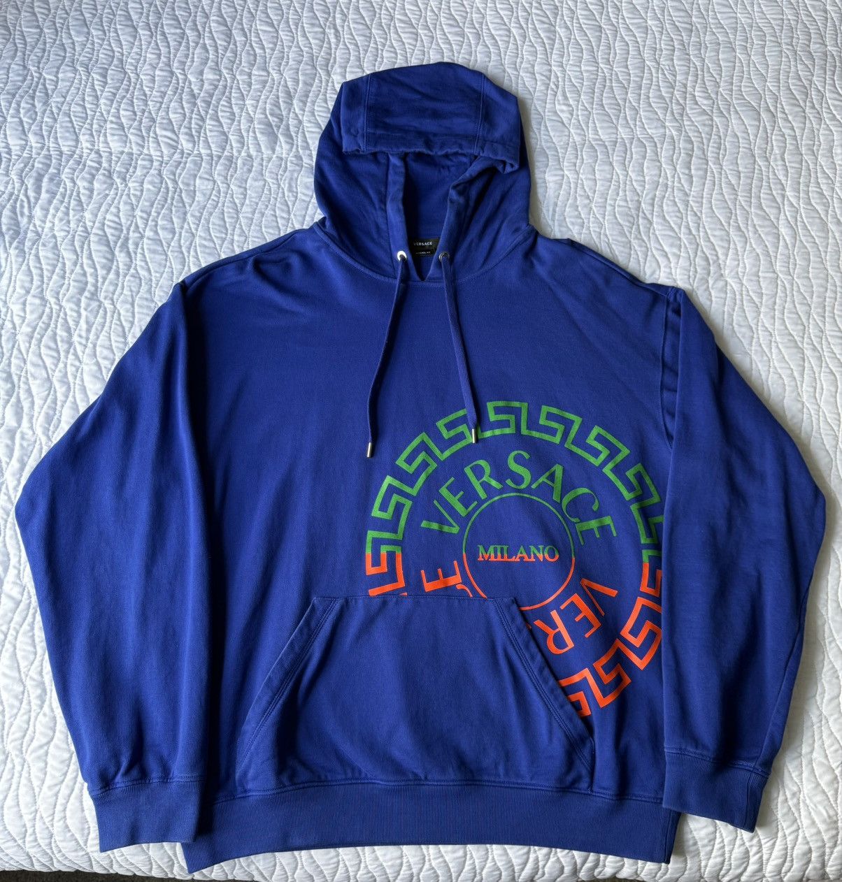 Versace Versace Milano Logo Hoodie Blue Mitchel Fit Fits XL Size US XL / EU 56 / 4 - 1 Thumbnail