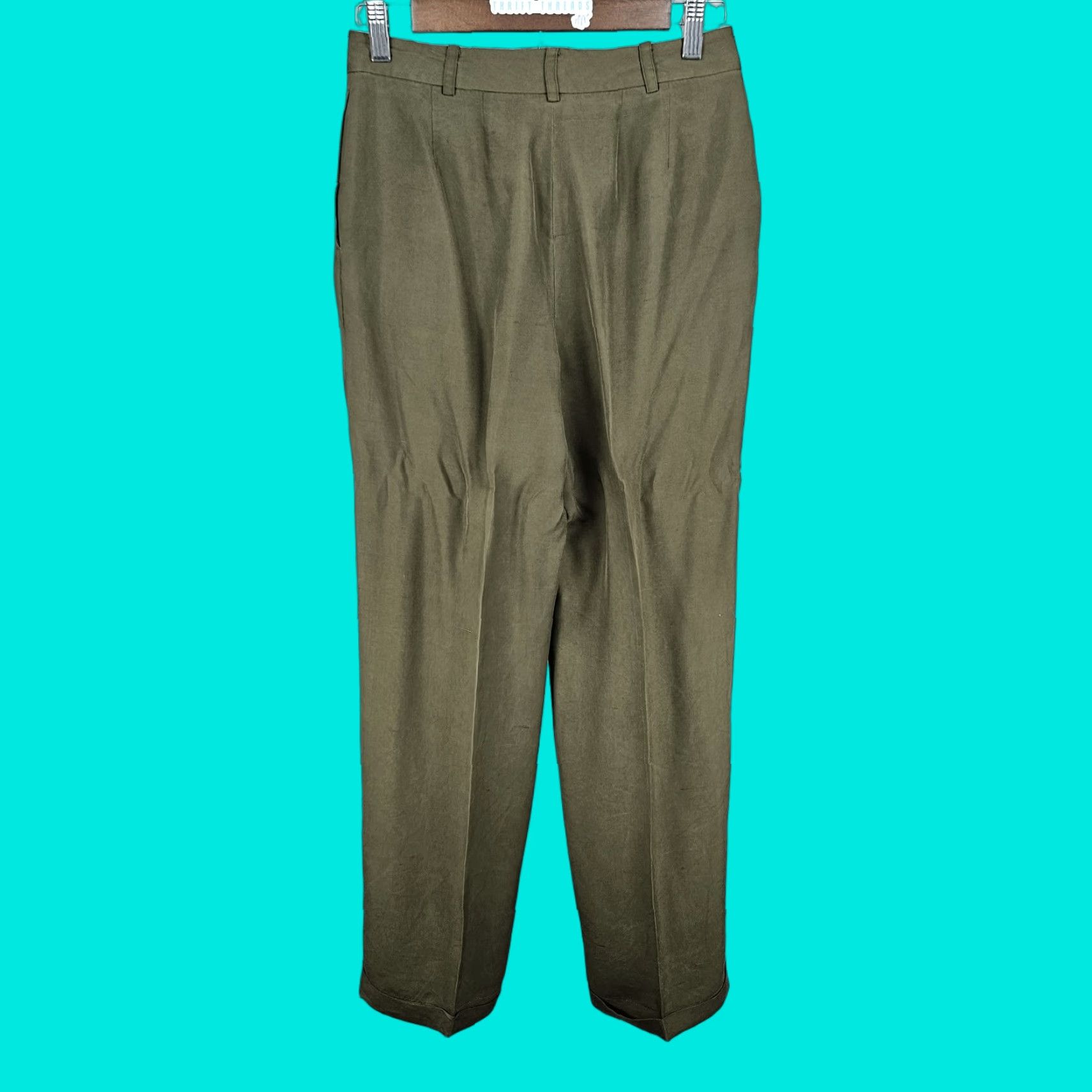 Ann Taylor Ann Taylor Green 100% Silk Mid Rise Lined Cuffed Straight Dress Pants 4 (26x30) Womens Size 27" / US 4 / IT 40 - 1 Thumbnail