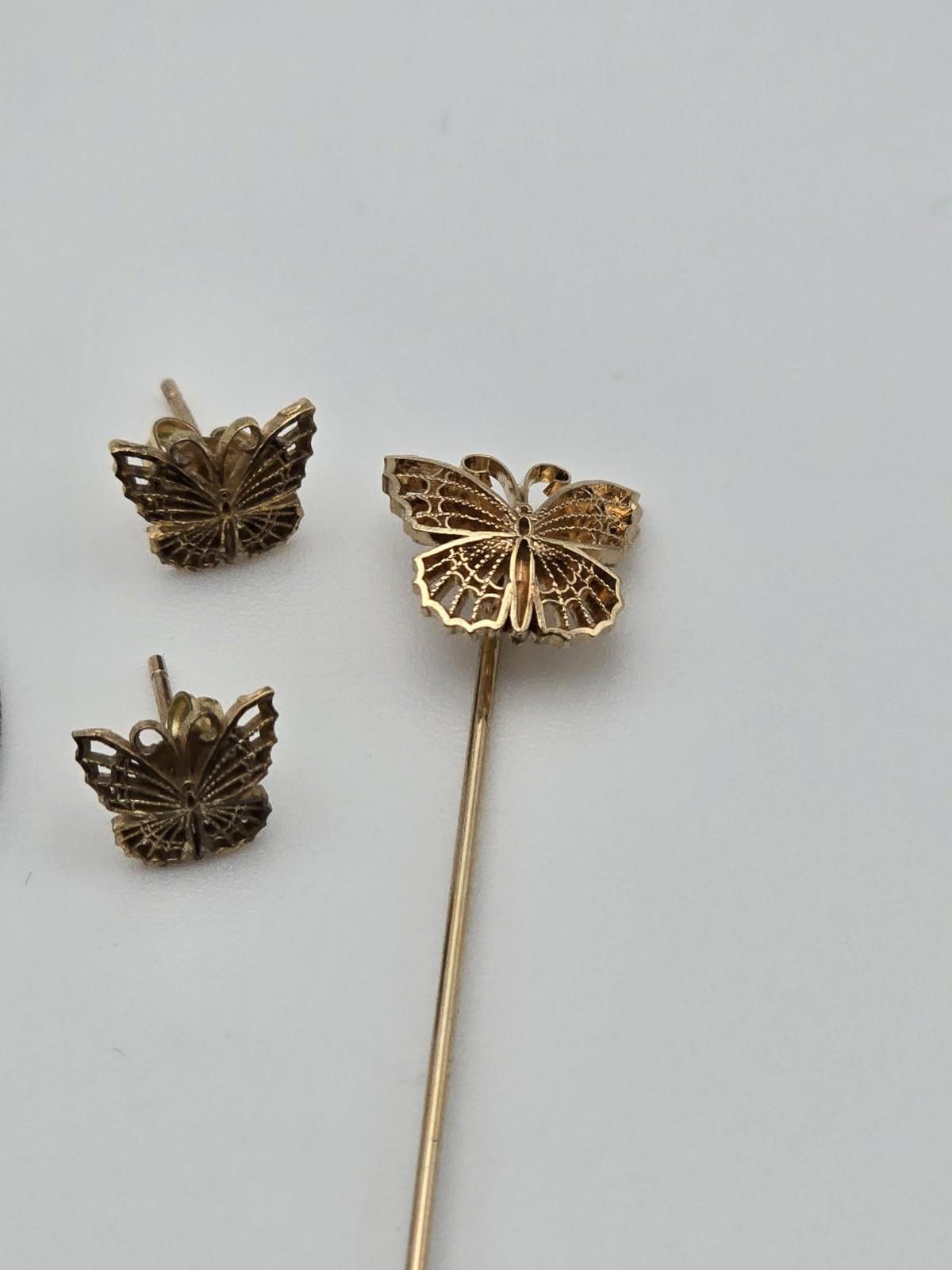 Walls Vintage Wells 12k GF Filigree Butterfly Earring & Pin Set Size ONE SIZE - 2 Thumbnail