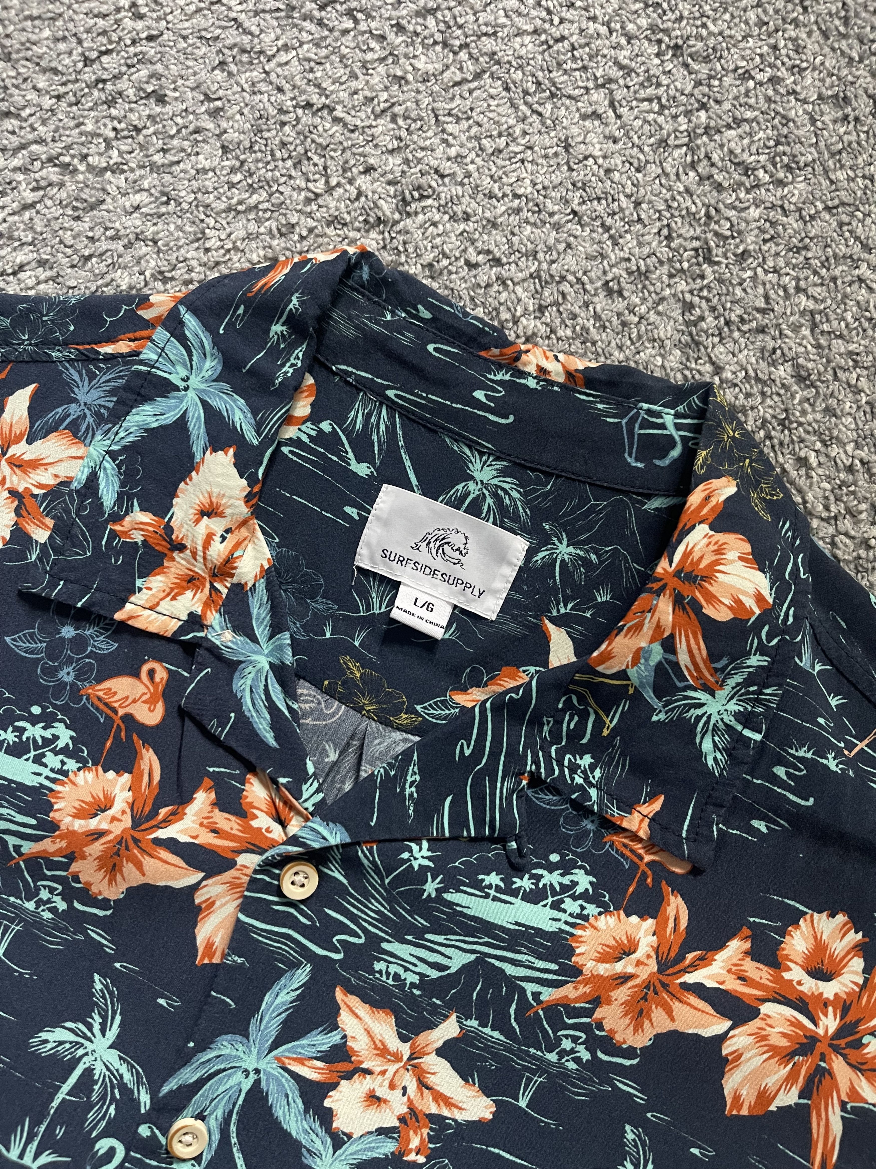 Vintage Vintage Floral Hawaiian Shirt - Blue (L) Size US L / EU 52-54 / 3 - 3 Thumbnail