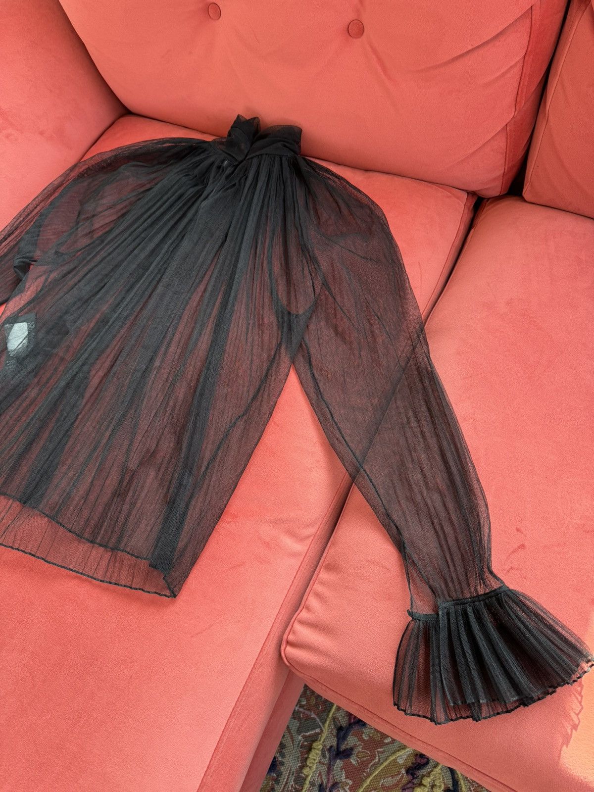 Saint Laurent Paris New Saint Laurent silk-tulle gathered blouse, size S Size S / US 4 / IT 40 - 5 Thumbnail