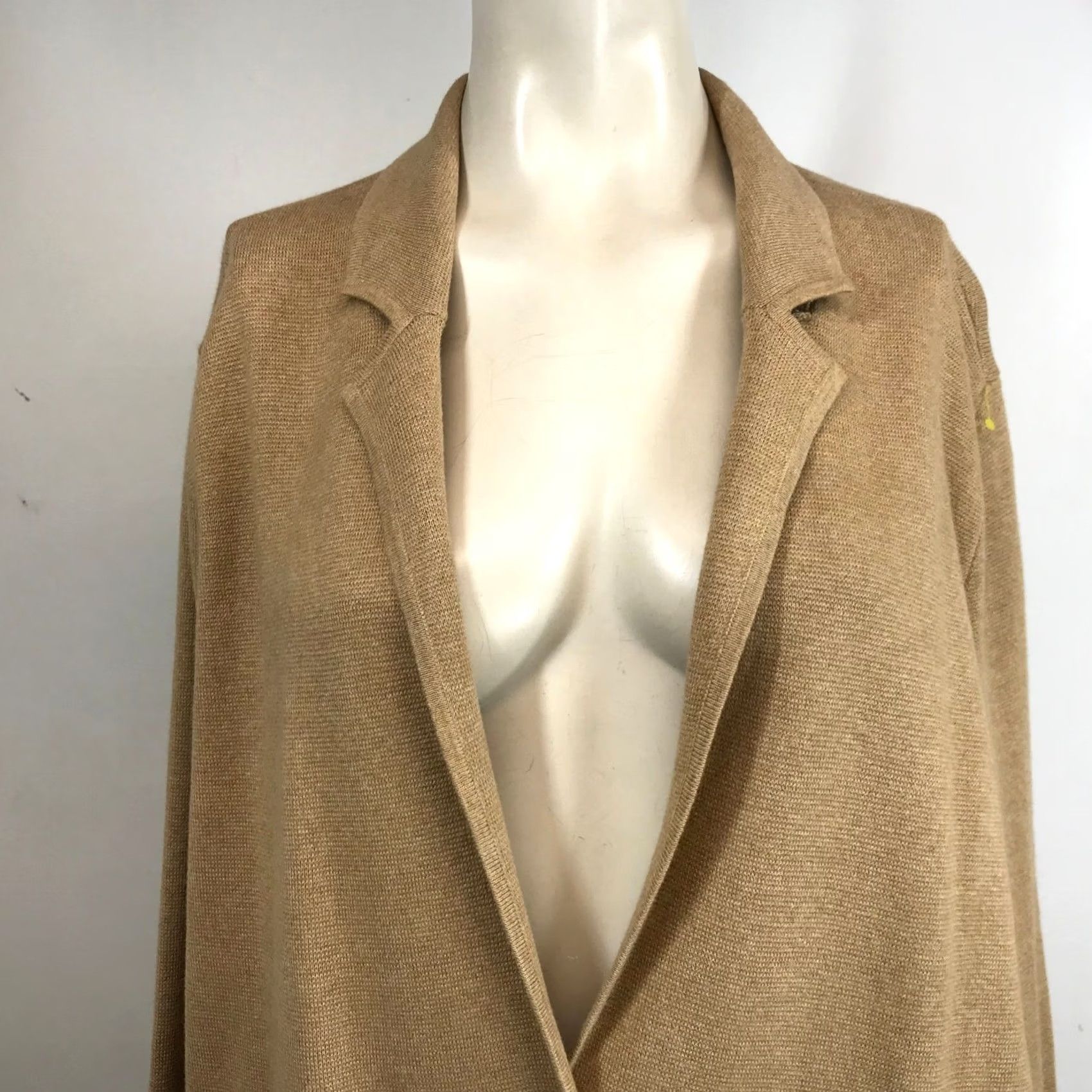 Lands' End Lands End Women Blazer Cardigan Knit Tan Cotton XL Preppy Jacket Womens Size XL / US 12-14 / IT 48-50 - 2 Thumbnail