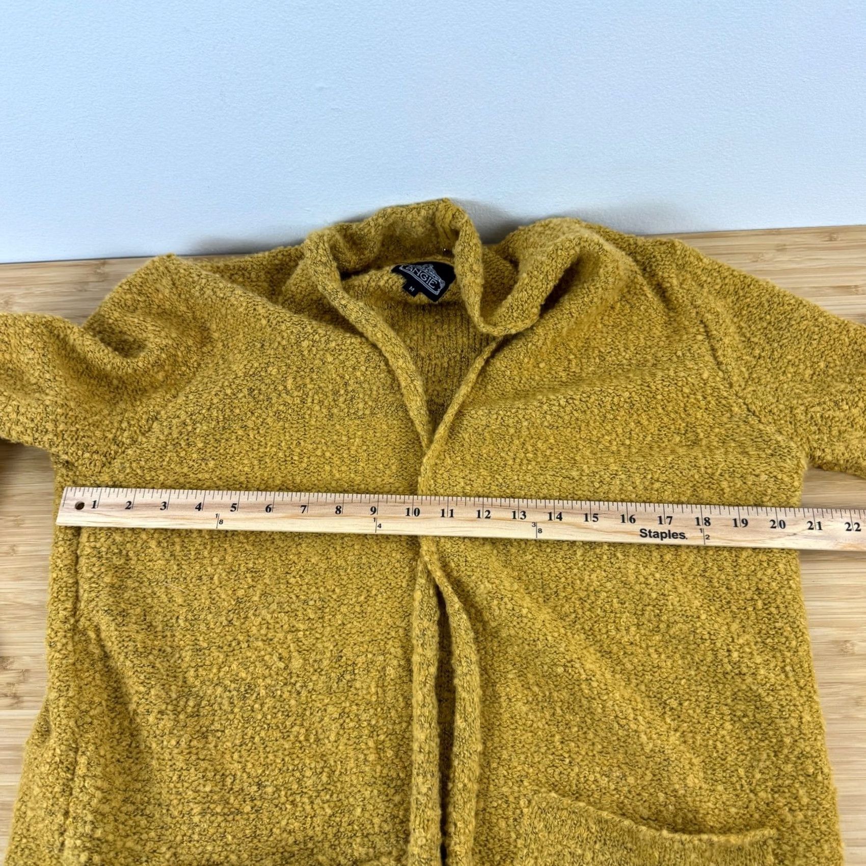 Vintage Angie Cardigan Sweater Open Front M Wool Blend Mustard Yellow Knit Size M / US 6-8 / IT 42-44 - 6 Thumbnail