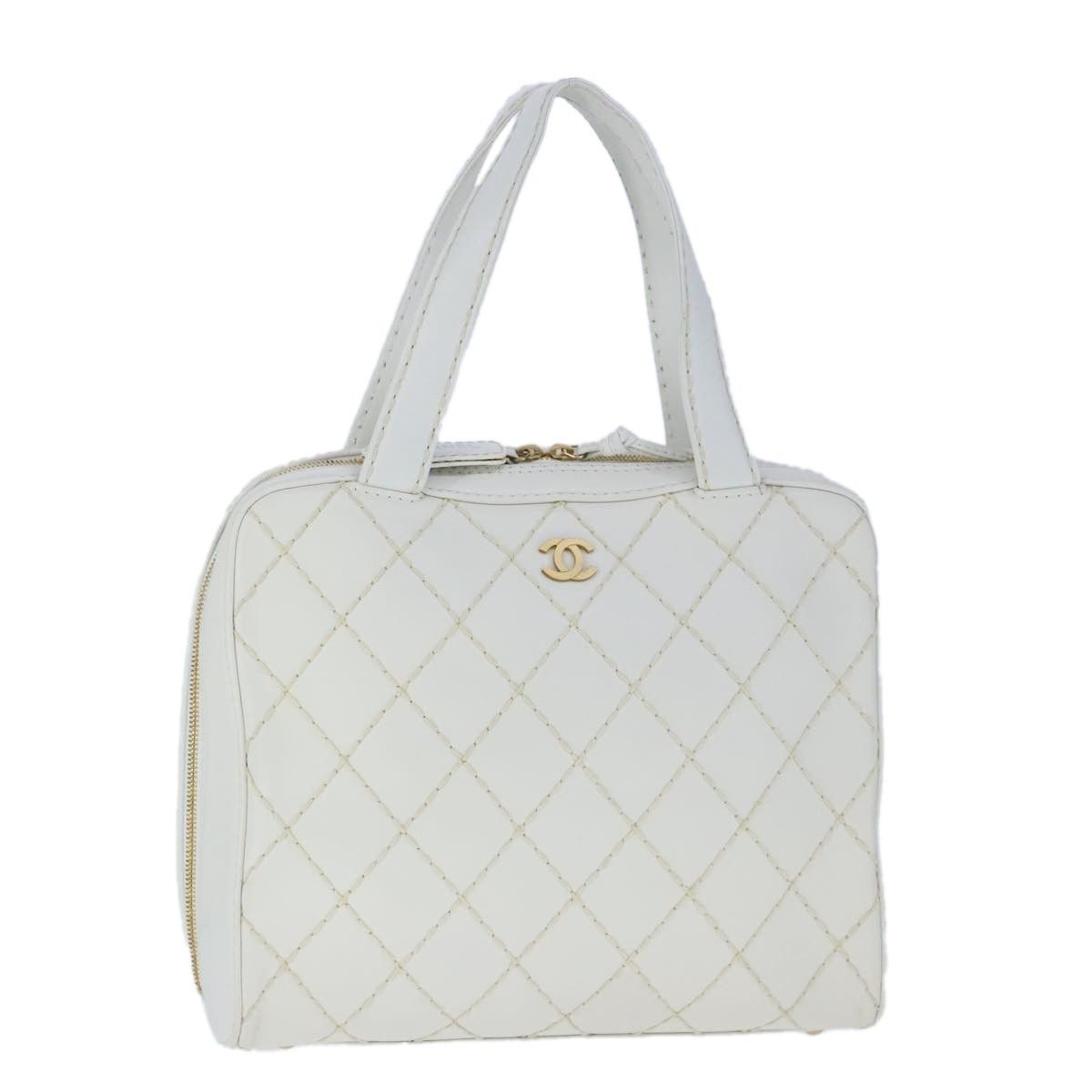 Chanel Surpique Zip Around Satchel Quilted Leather