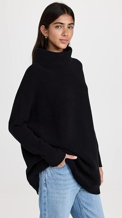 Free People Free People Ottoman Slouchy Sweater Tunic Black ( S ) Size S / US 4 / IT 40 - 1 Thumbnail