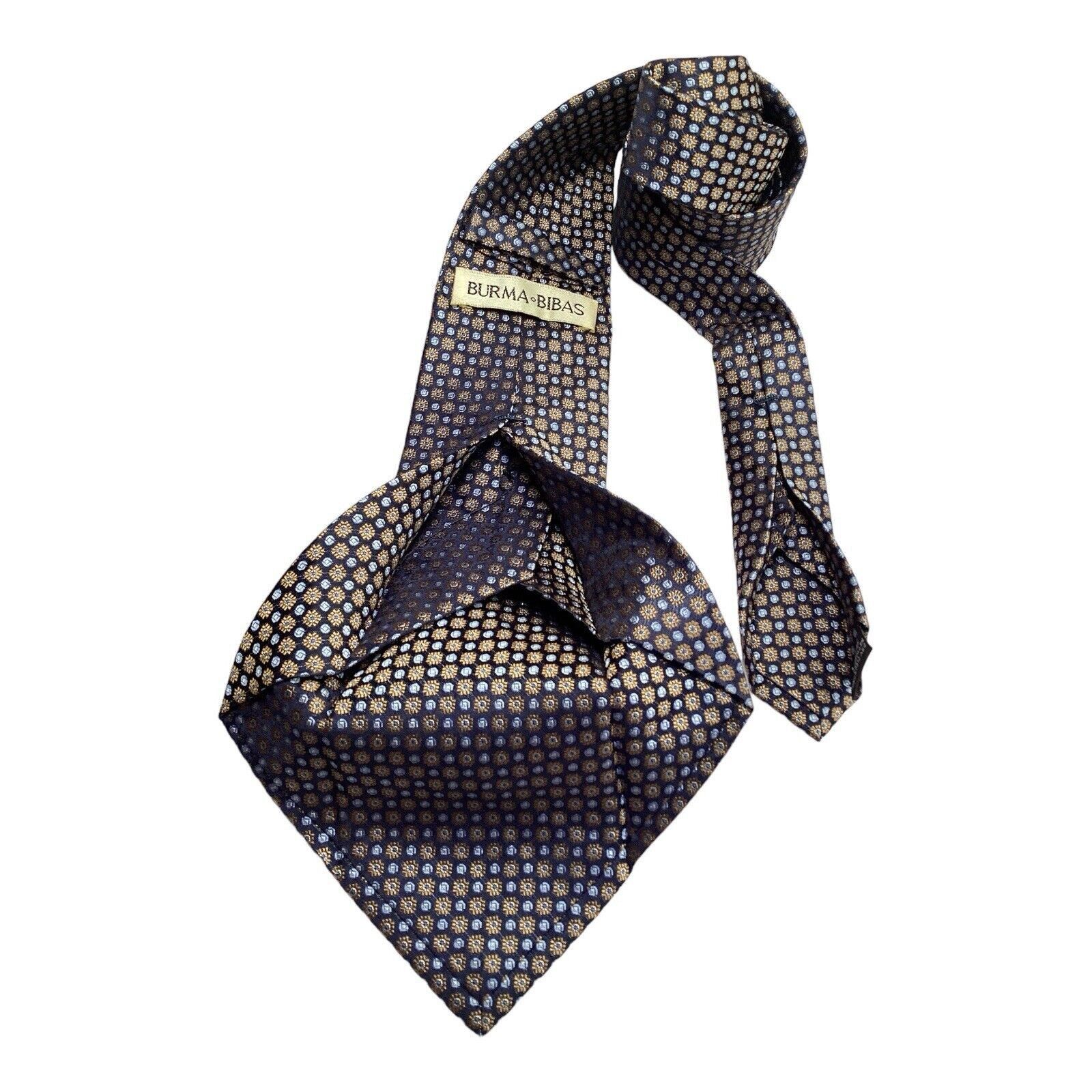 Burma Bibas BURMA BIBAS 7Fold Blue Floral Luxury Designer Silk Tie W: 3" Size ONE SIZE - 5 Thumbnail