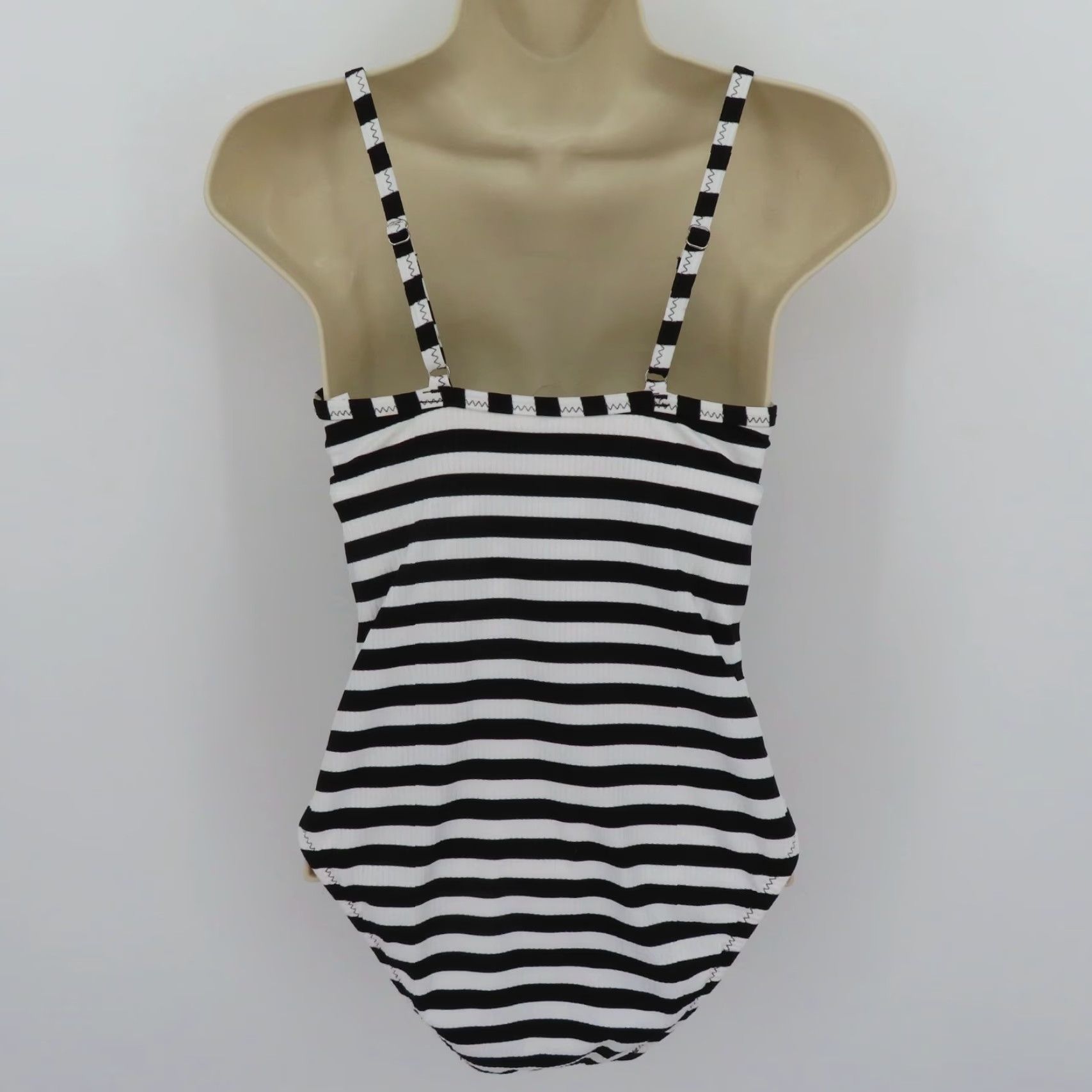 Vintage Kona Sol One Piece Women S Striped Black White Spaghetti Strap New Swimsuit Medium Coverage Size ONE SIZE - 4 Thumbnail