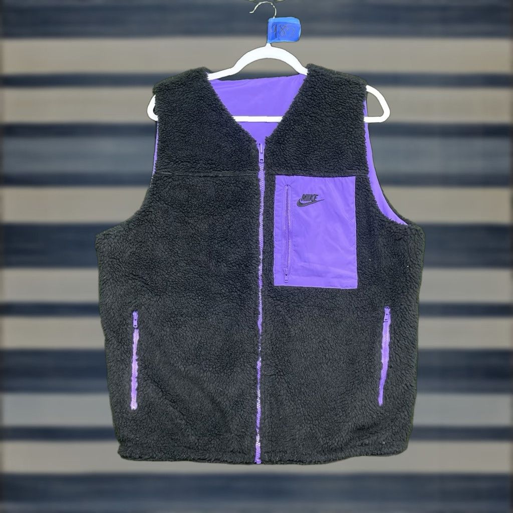 Nike Nike Reversible Vest Mens Medium Black Purple Sherpa Winterized Fleece Tech Size US M / EU 48-50 / 2 - 1 Thumbnail