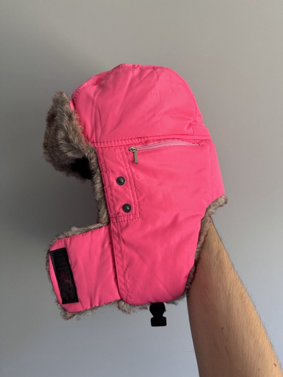 Japanese Brand Vintage Pink Nylon Ushanka Fuzzy Warm Trapper Fur Hat Size ONE SIZE - 7 Thumbnail