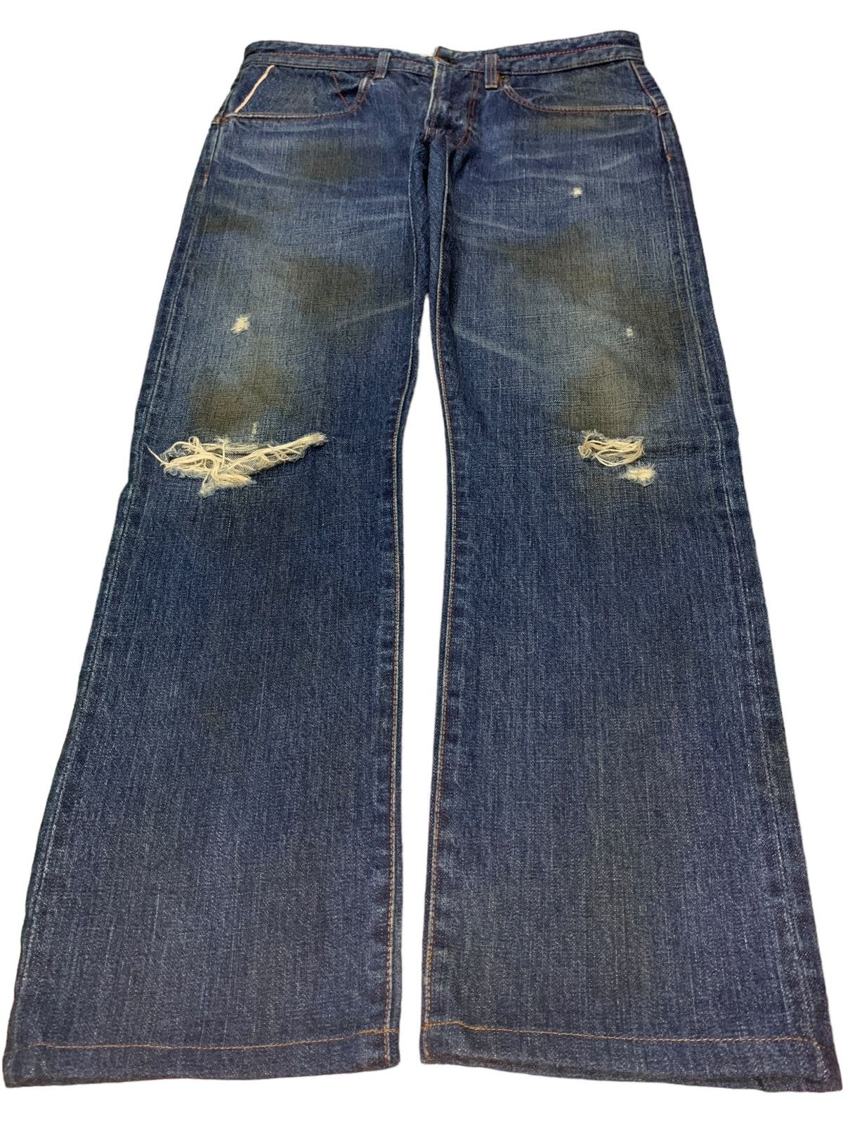 Japanese Brand × KIJIMA TAKAYUKI × Nonnative SALES🔥Vintage Japanese Selvedge Mud Wash Loose Jeans Size US 34 / EU 50 - 2 Thumbnail