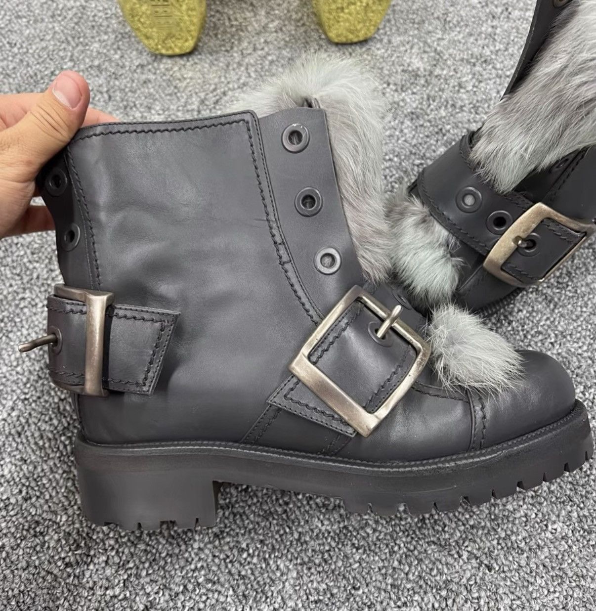 Alexander McQueen Alexander McQueen Blue Grey Martin Boots K12 Size US 7 / IT 37 - 3 Thumbnail