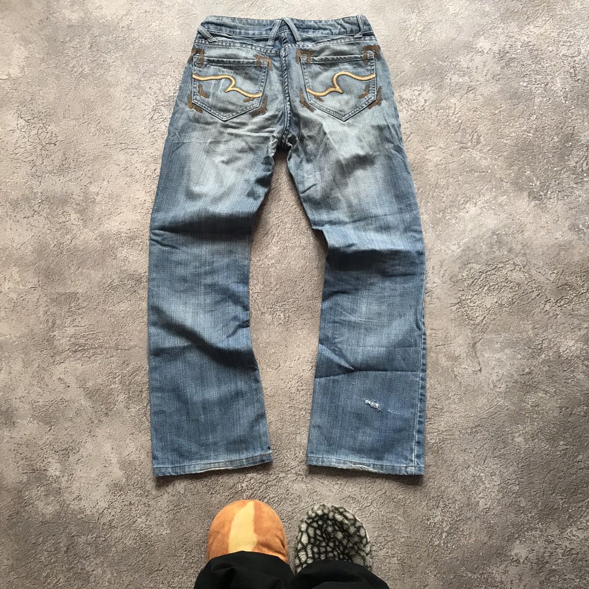 Vintage Vintage 90s Distressed Flared Jeans Low Rise Grunge Y2K 29 Size 29" - 4 Thumbnail