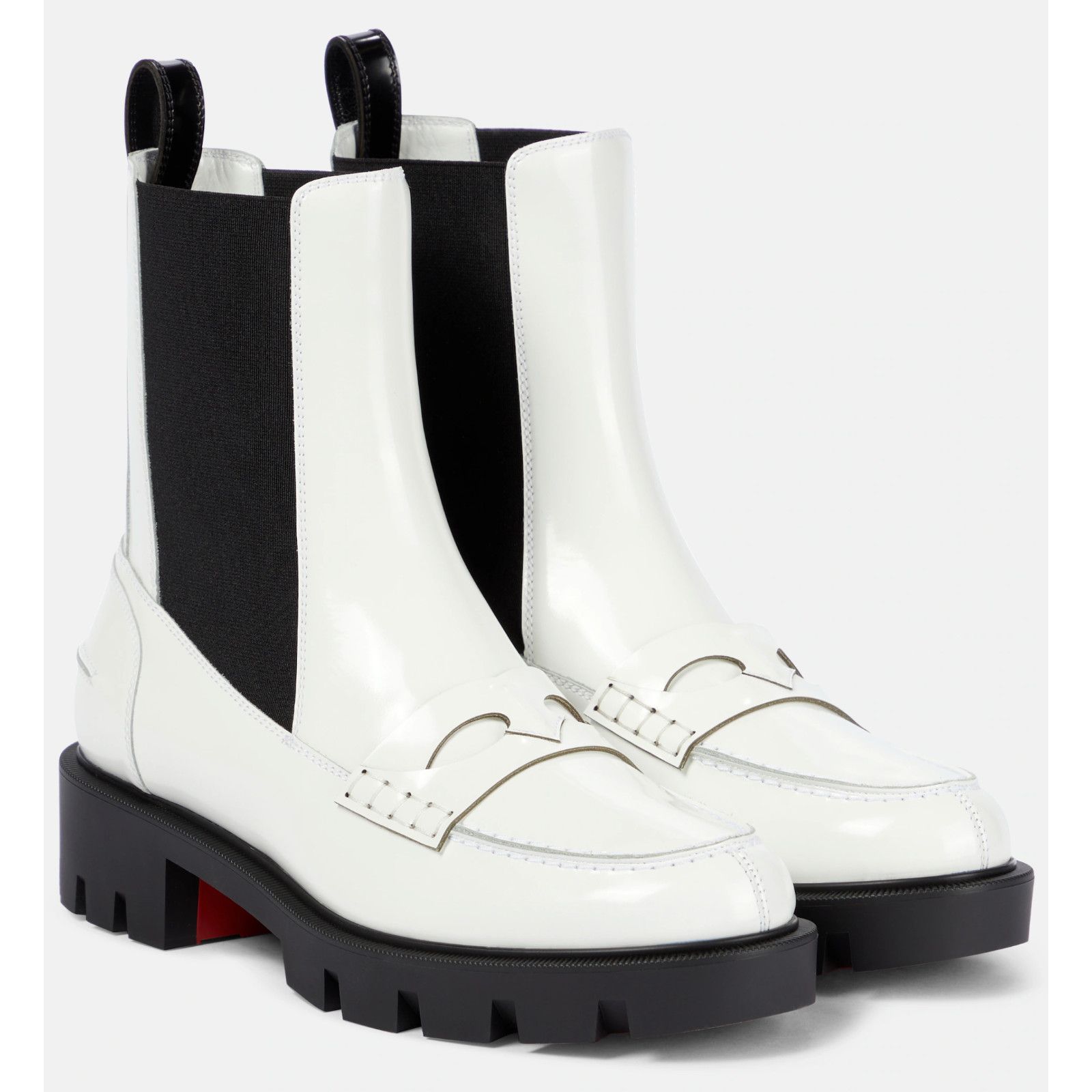 Christian Louboutin Christian Louboutin Montezu Lug Flat White Black Leather Size US 10 / IT 40 - 1 Thumbnail