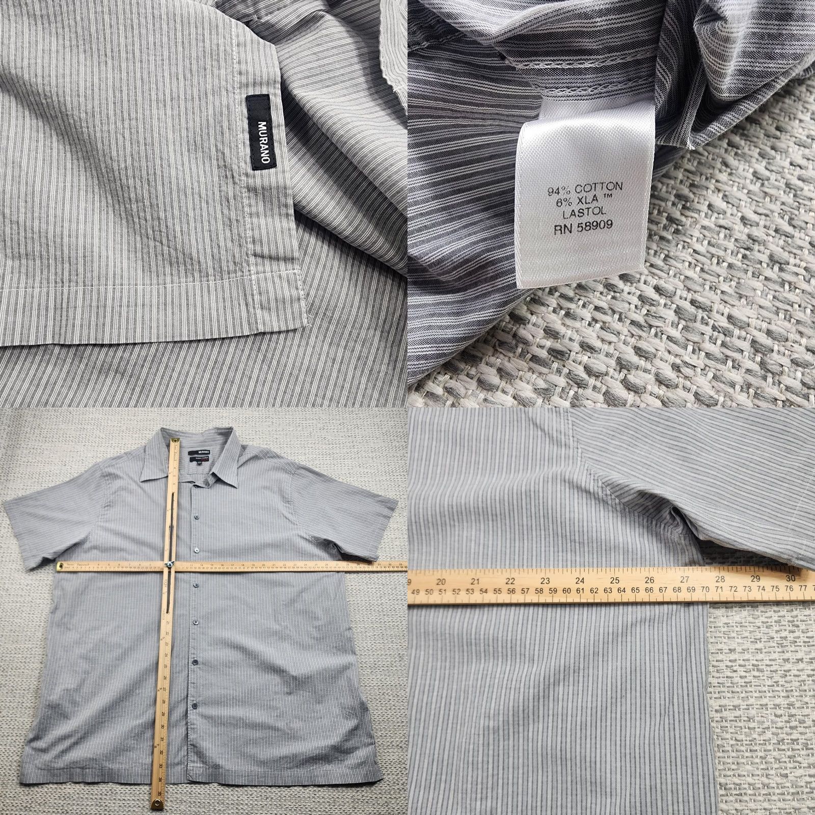 Murano Murano Shirt Mens 3XL Tall Gray Modern Comfort Short Sleeve Button Up Striped Shirt Size US XXL / EU 58 / 5 - 8 Thumbnail