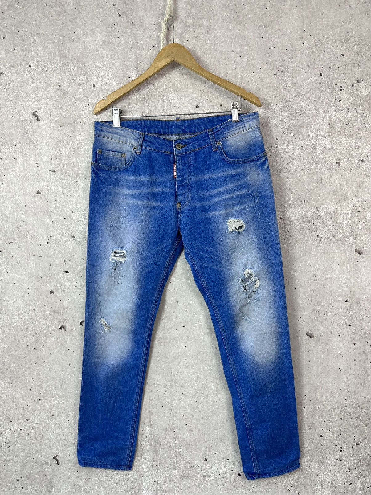Dsquared2 Dsquared2 Blue Cotton Distressed Logo Men’s Jeans Size US 36 / EU 52 - 1 Thumbnail