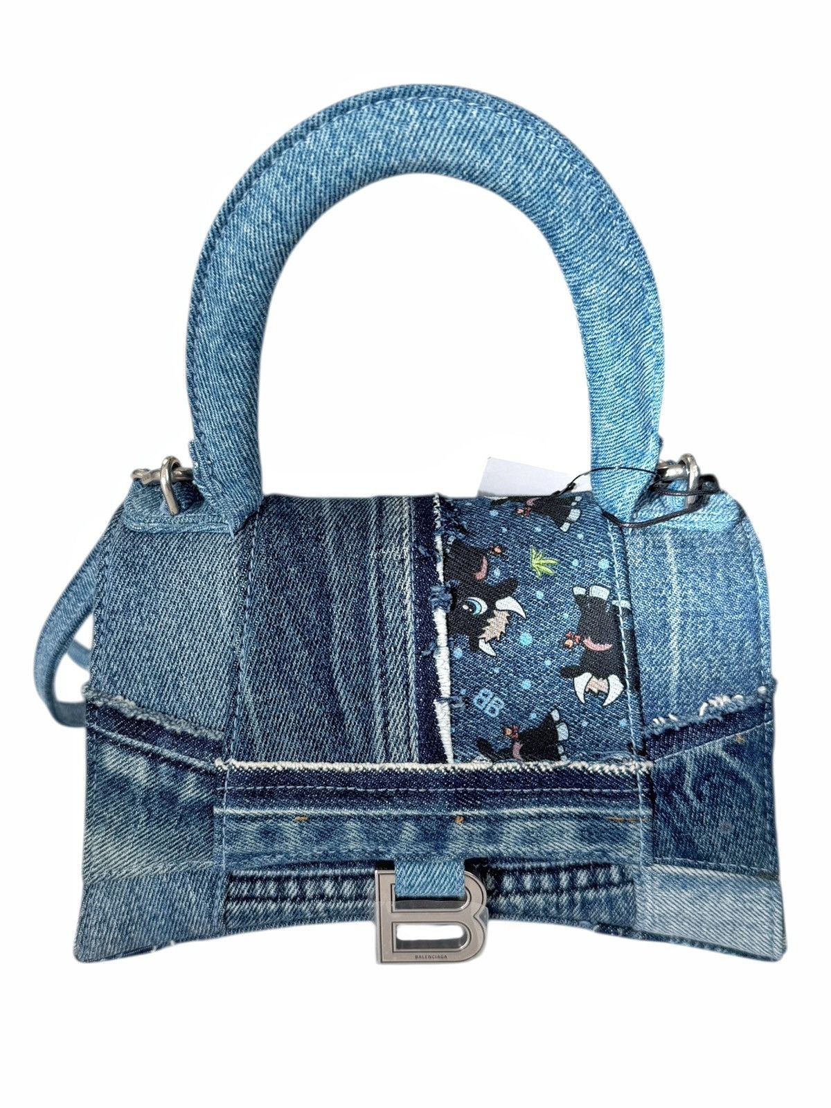 Balenciaga 1/1 Recycle Patchwork Denim Goat Hourglass Bag Size ONE SIZE - 1 Thumbnail