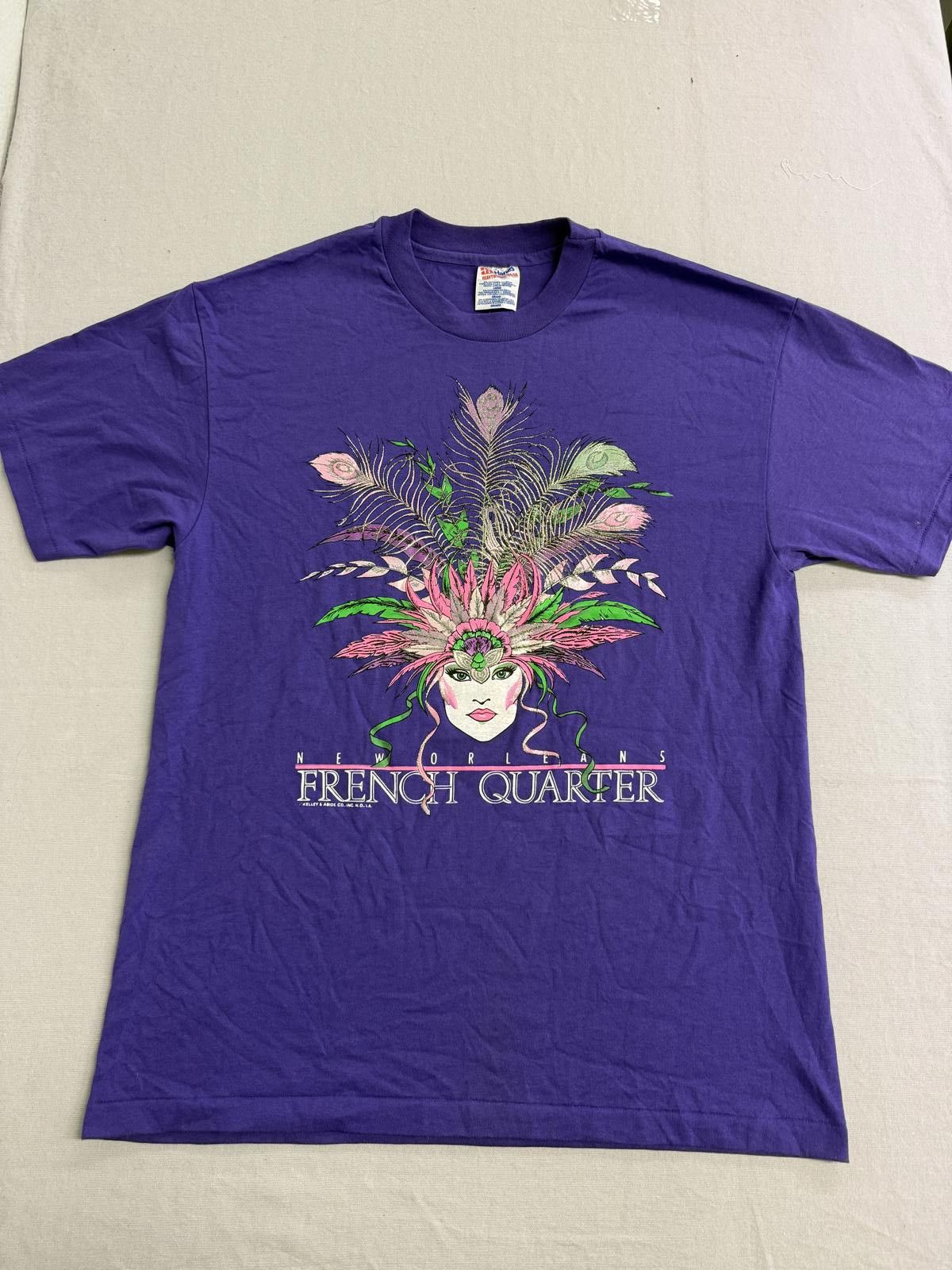 Hanes Vintage Mardi Gras Peacock Mask T-shirt French Quarter L Size US L / EU 52-54 / 3 - 1 Thumbnail
