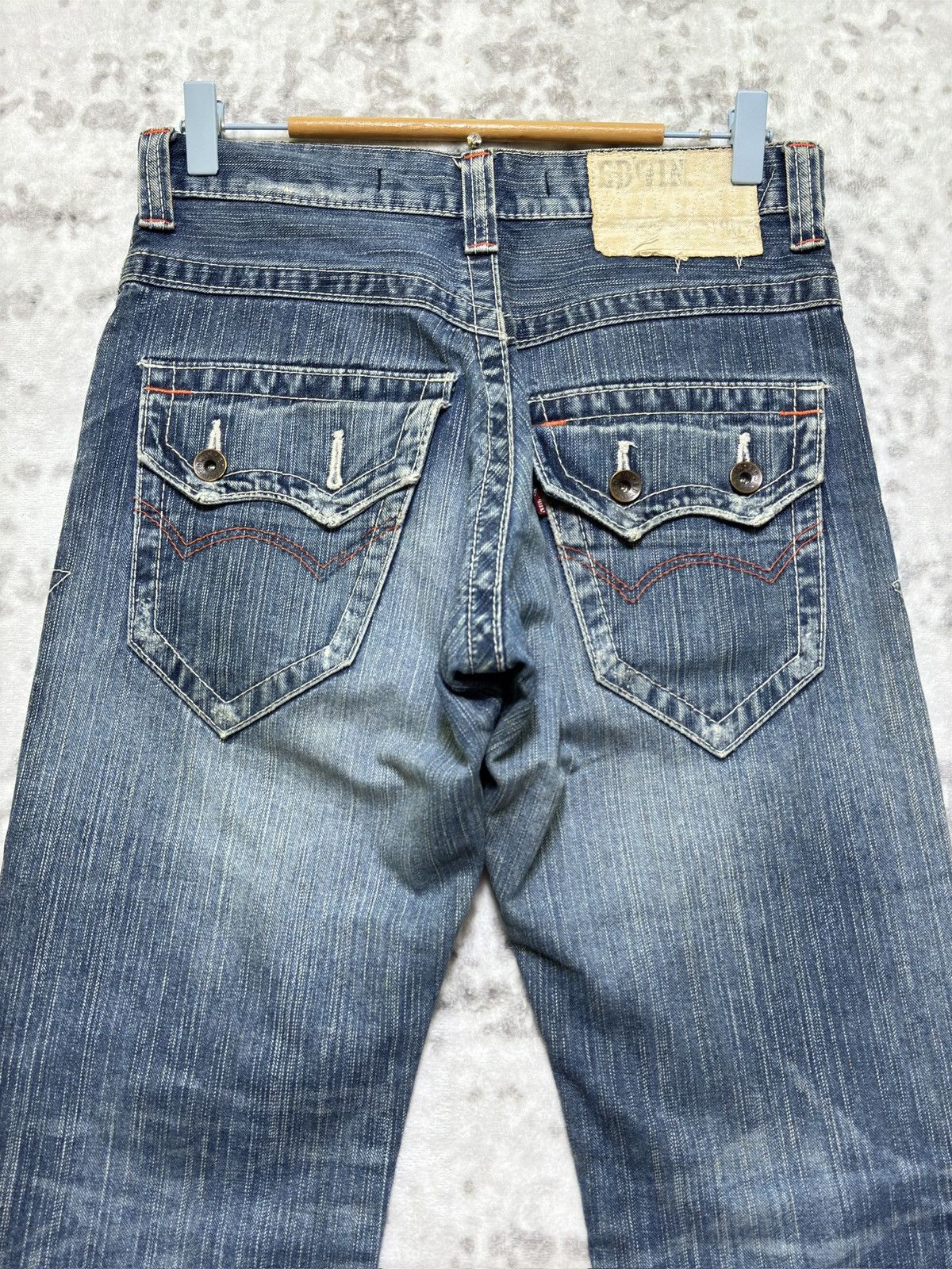 Edwin Vintage Edwin 401XV Muddy Wash Flared Distressed Jeans Size US 29 - 8 Thumbnail