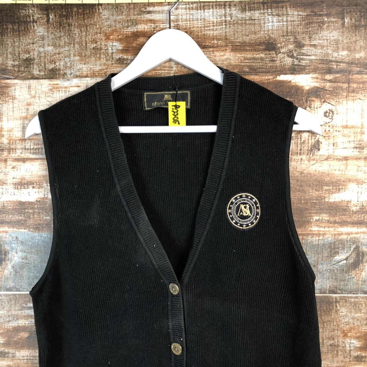 Japanese Brand Serio Mondo Black Vest Knitwear #A2205 Size US L / EU 52-54 / 3 - 4 Thumbnail