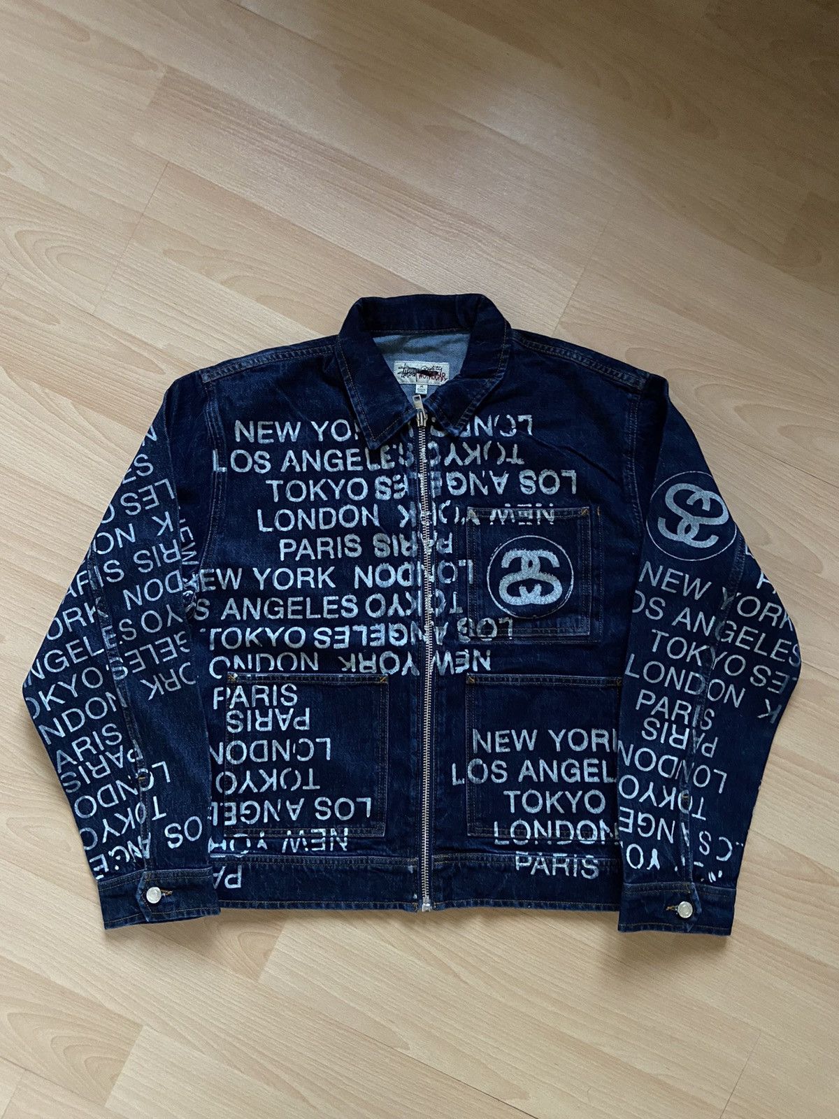Rare × Streetwear × Stussy Stussy Zip Work Denim Jacket City Link 