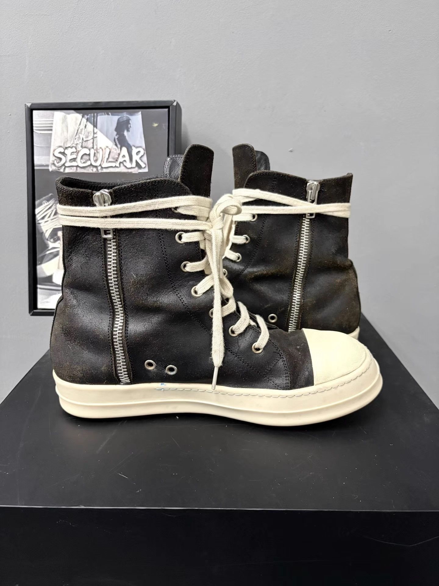 Rick Owens Rick Owens High Matte Black White Ramones K34 Size US 9.5 / EU 42-43 - 5 Thumbnail