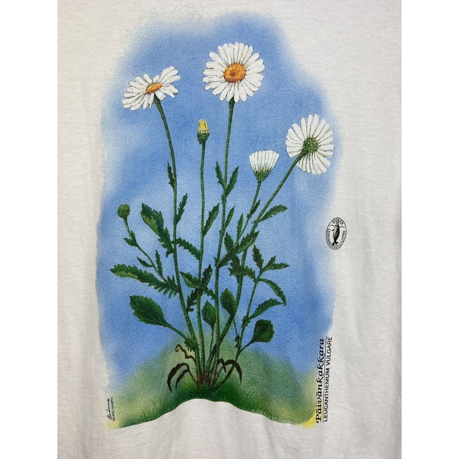 Vintage 90s Vintage Leucanthemum Vulgare Oxeye Daisy Flower T-Shirt Size US S / EU 44-46 / 1 - 2 Thumbnail