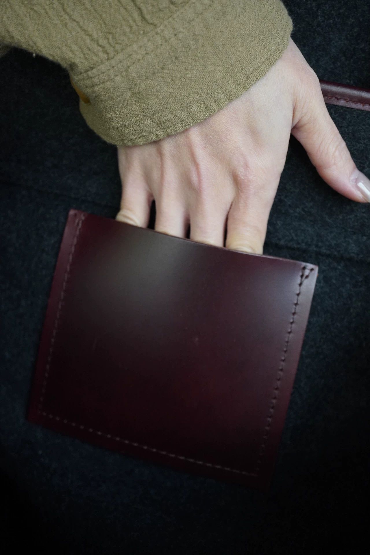 Yohji Yamamoto Yohji Yamamoto 1990s Wool Crossbody Red-Brown Leather Size ONE SIZE - 9 Thumbnail