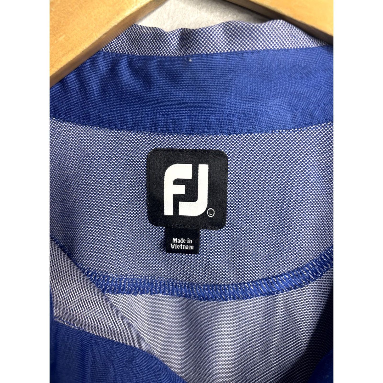 Footjoy FootJoy Golf Polo Shirt Mens Large Blue Geometric Knit Stretch Performance Size US L / EU 52-54 / 3 - 3 Thumbnail