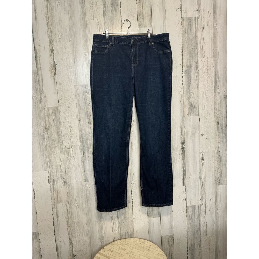 Avenue Avenue Denim Straight Leg Jeans | Dark Wash Stretch Mid-Rise – Size 18 Average Size 38" / US 16 / IT 52 - 1 Thumbnail