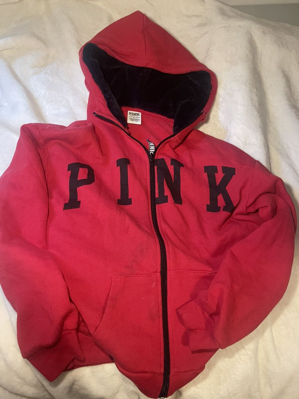 Pink × Victoria's Secret × Vintage Red fur - PINK Victoria secret hoodie Size XS / US 0-2 / IT 36-38 - 1 Thumbnail
