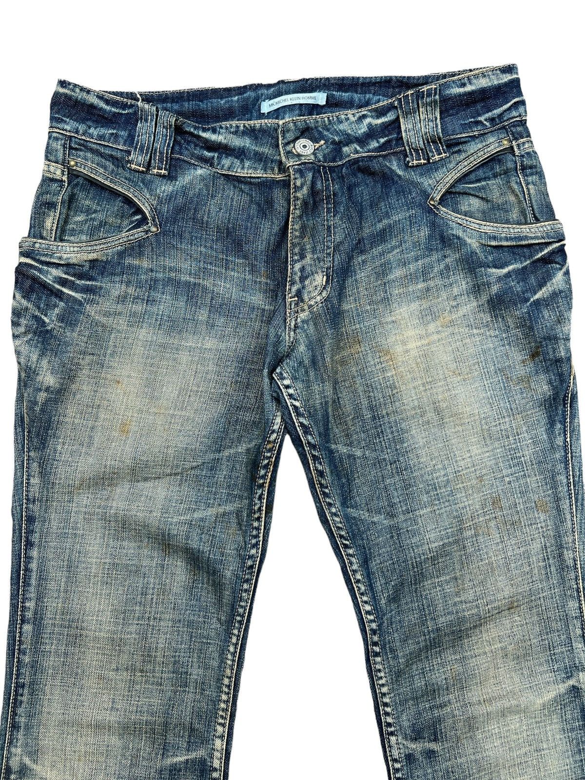 Michel Klein Michael Klein Distressed Faded Flare Denim Jeans 34x33 Size 34" / US 12 / IT 48 - 4 Thumbnail