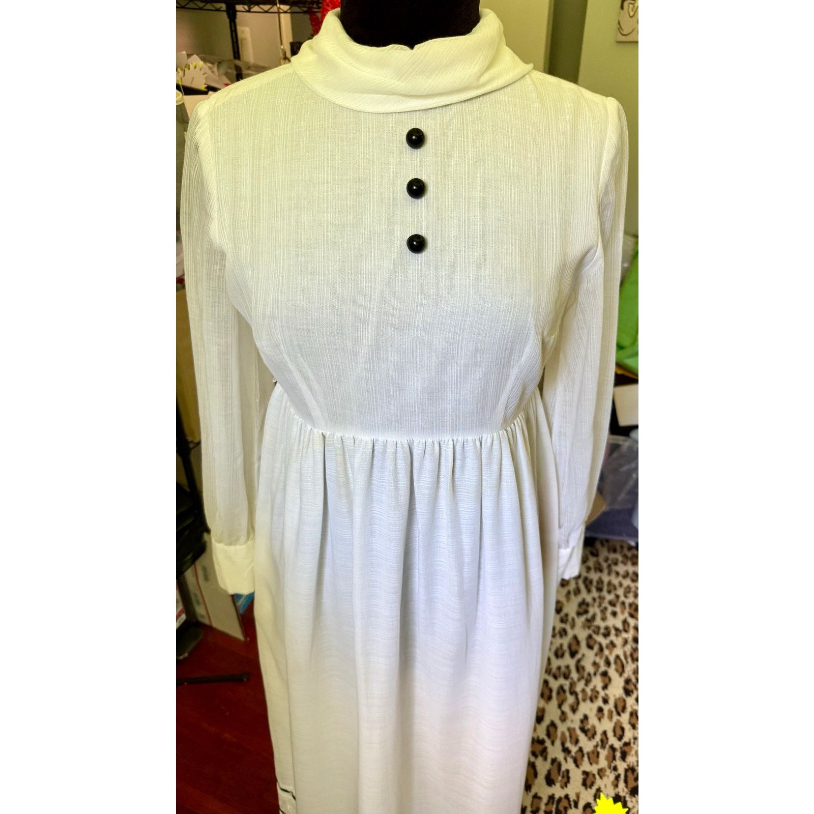 Vintage Vintage Lori Till 70's White Black Prairie Maxi Dress Small Size S / US 4 / IT 40 - 6 Thumbnail