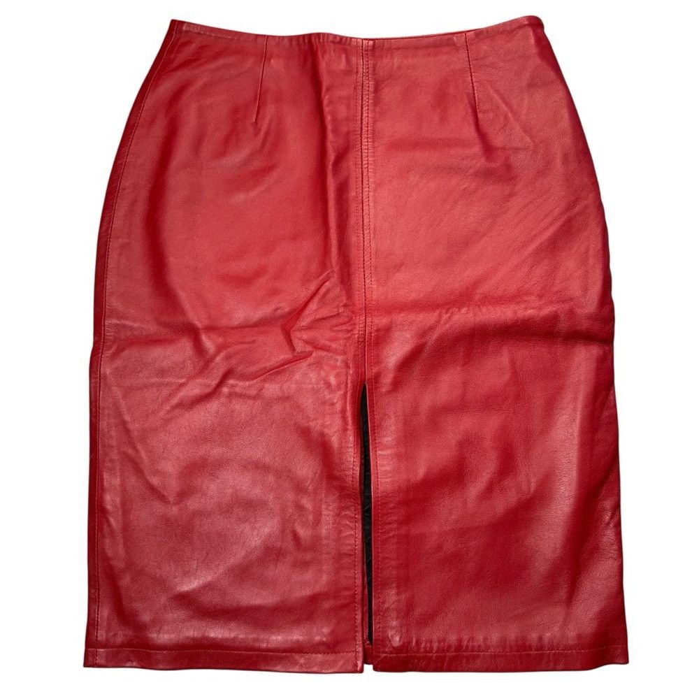 Other NWT New Decrum Real Lambskin Red Leather Skirt Size XL Size 38" / US 16 / IT 52 - 3 Thumbnail