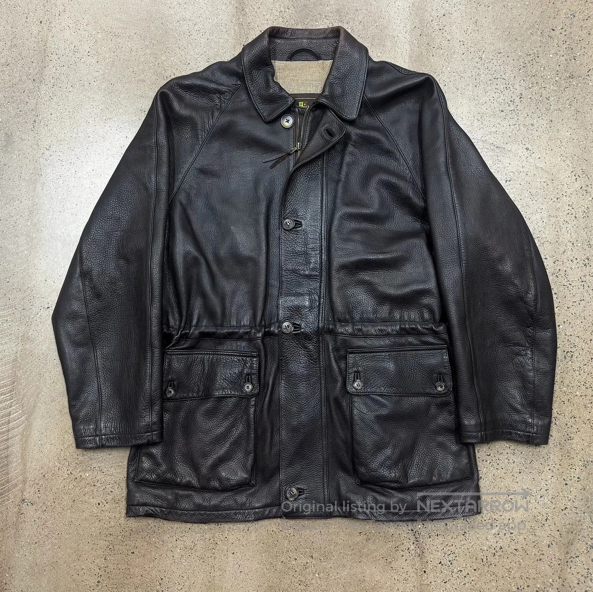 Loro Piana luxurious dark leather jacket with cashmere lining. Size US L / EU 52-54 / 3 - 1 Thumbnail