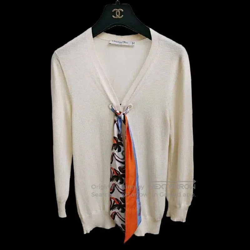 Dior Women's Cream Wool Long Sleeve Knit Sweater .