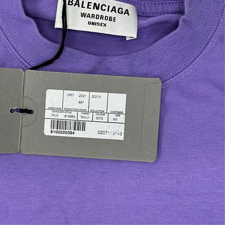 Balenciaga Balenciaga Purple Printed Short Sleeve Regular T-Shirt 0079 Size XS / US 0-2 / IT 36-38 - 5 Thumbnail