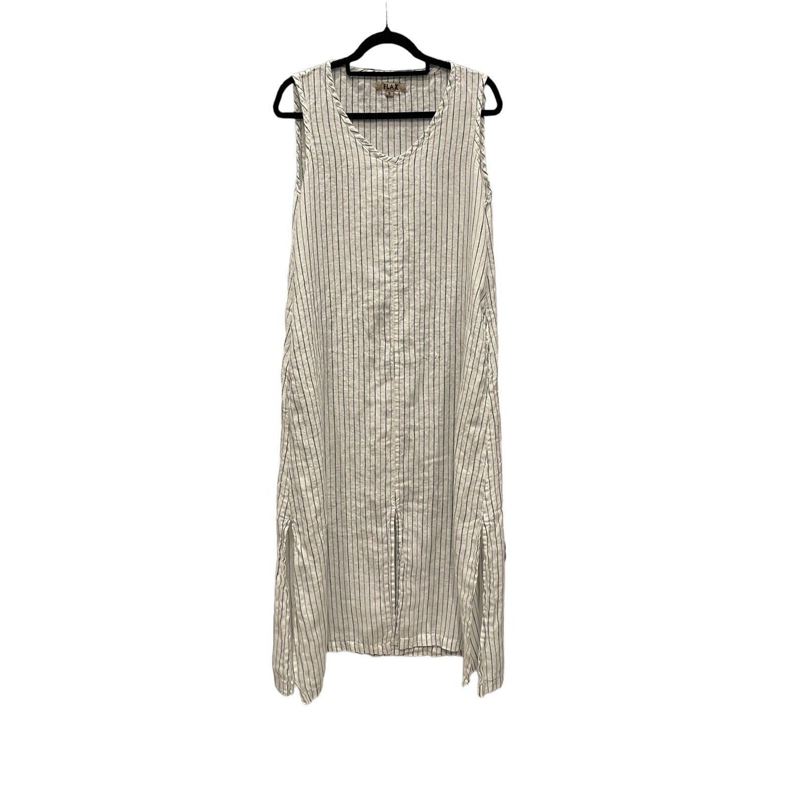 FLAX FLAX Designs LINEN Open Dress PAPAYA STRIPE size: S Size S / US 4 / IT 40 - 6 Thumbnail
