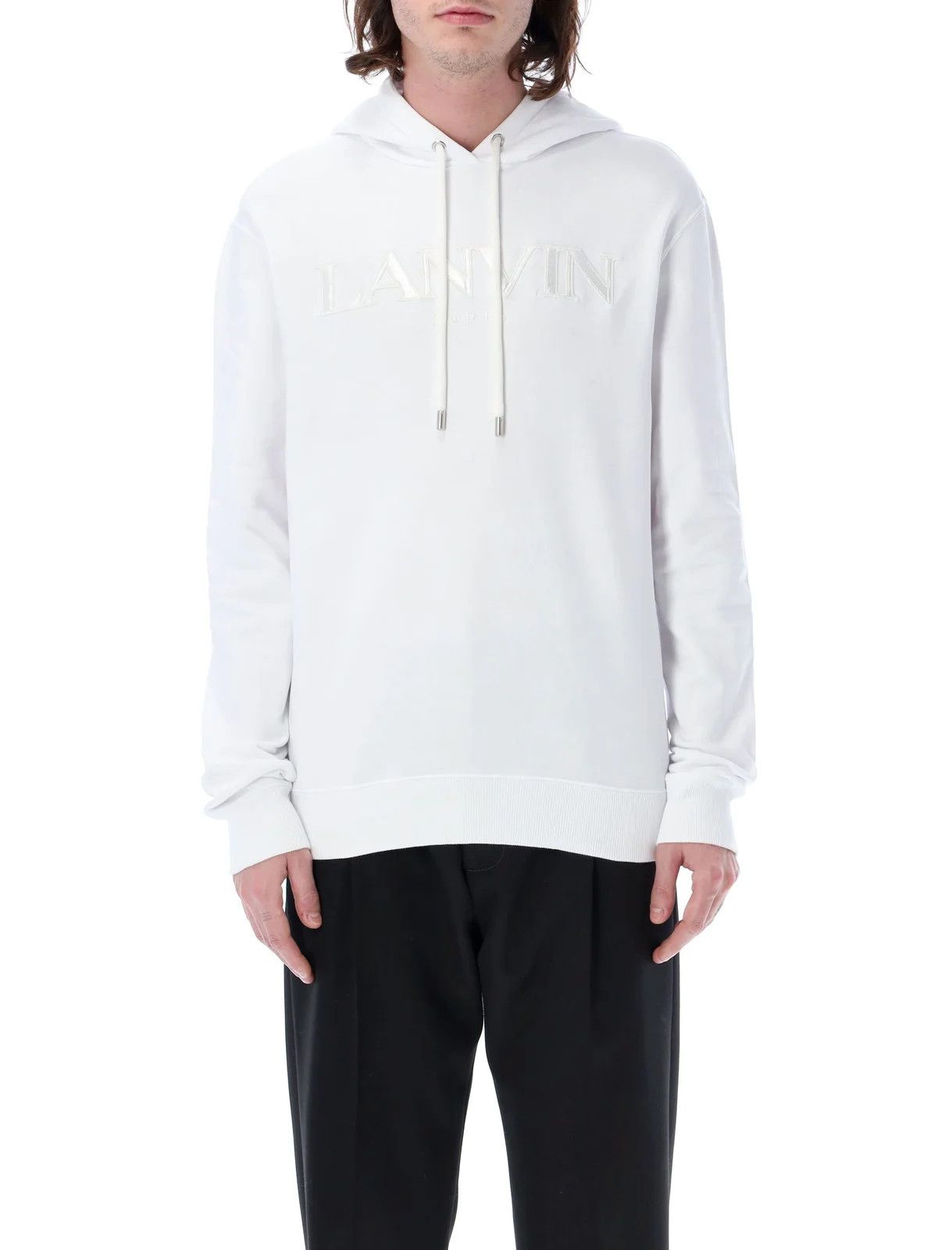 Lanvin o1y0225 Logo Hoodie in White Size US XXL / EU 58 / 5 - 1 Thumbnail