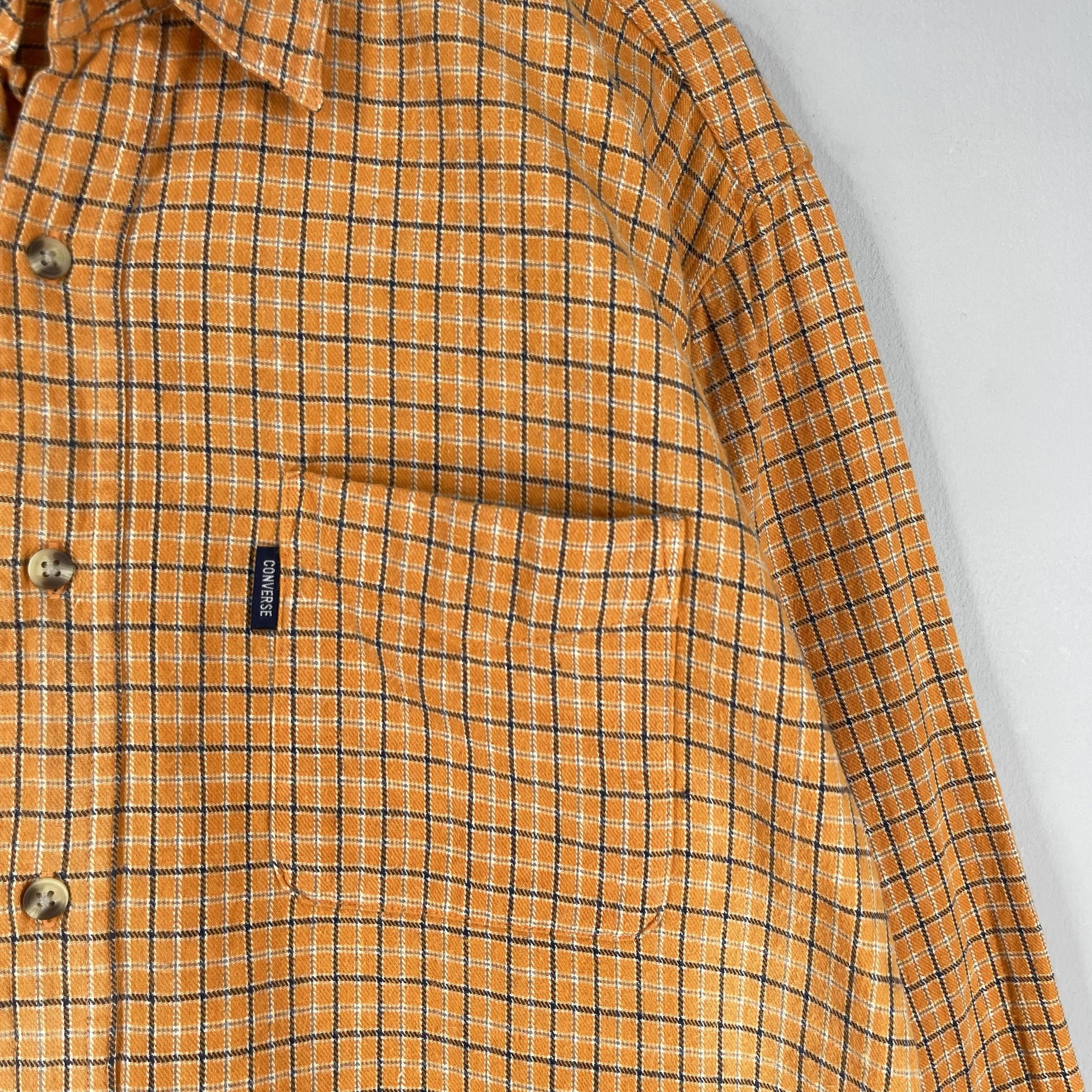 Converse Vintage 1990s CONVERSE Plaid Checkered Orange Flannel Shirt Size US M / EU 48-50 / 2 - 3 Thumbnail