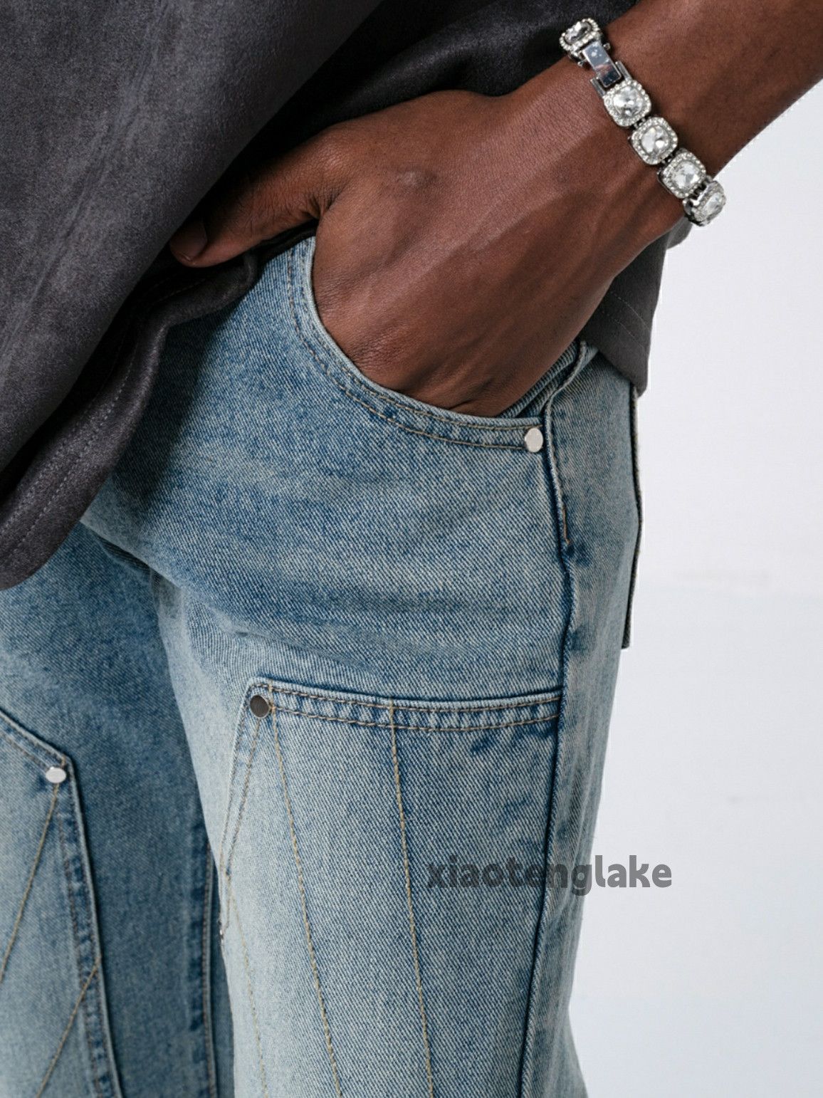Jean × Vintage washed faded carpenter double knee skate hiphop jeans Size US 28 / EU 44 - 5 Thumbnail