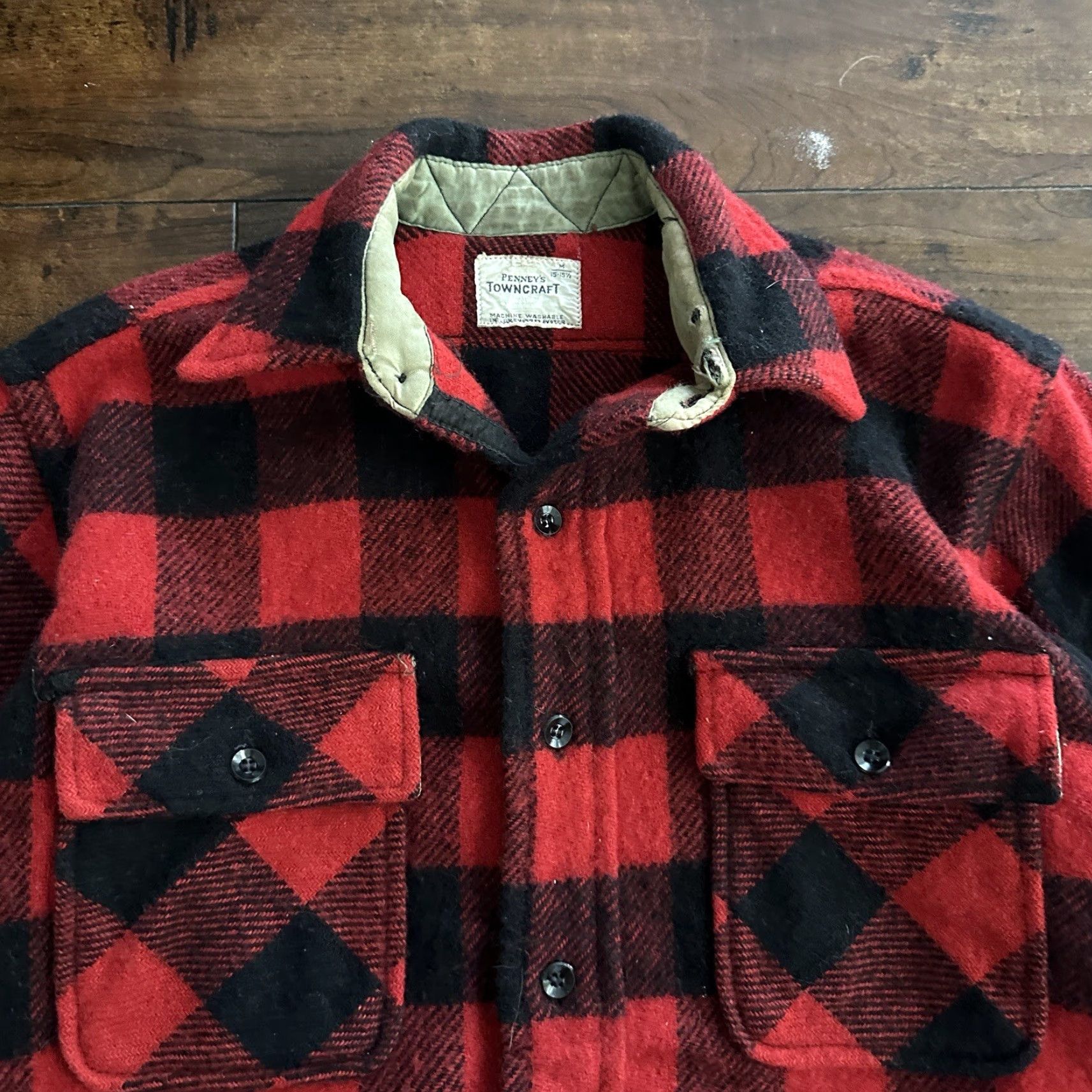 Vintage VINTAGE Pennys Towncraft Red Black Plaid Flannel Shirt Sz M Checker 60s 70s Size US M / EU 48-50 / 2 - 4 Thumbnail