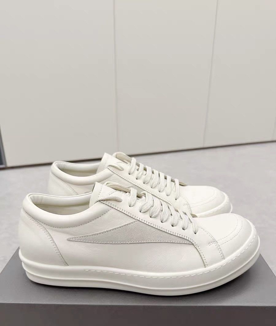 Rick Owens Rick Owens Mainline Milk White Low Top Leather Sneakers Size US 10 / EU 43 - 3 Thumbnail