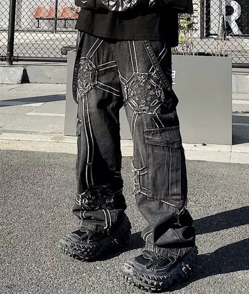 Japanese Brand Minami x Hoshi Utility grunge distressed cargo jeans pants Size US 32 / EU 48 - 1 Thumbnail