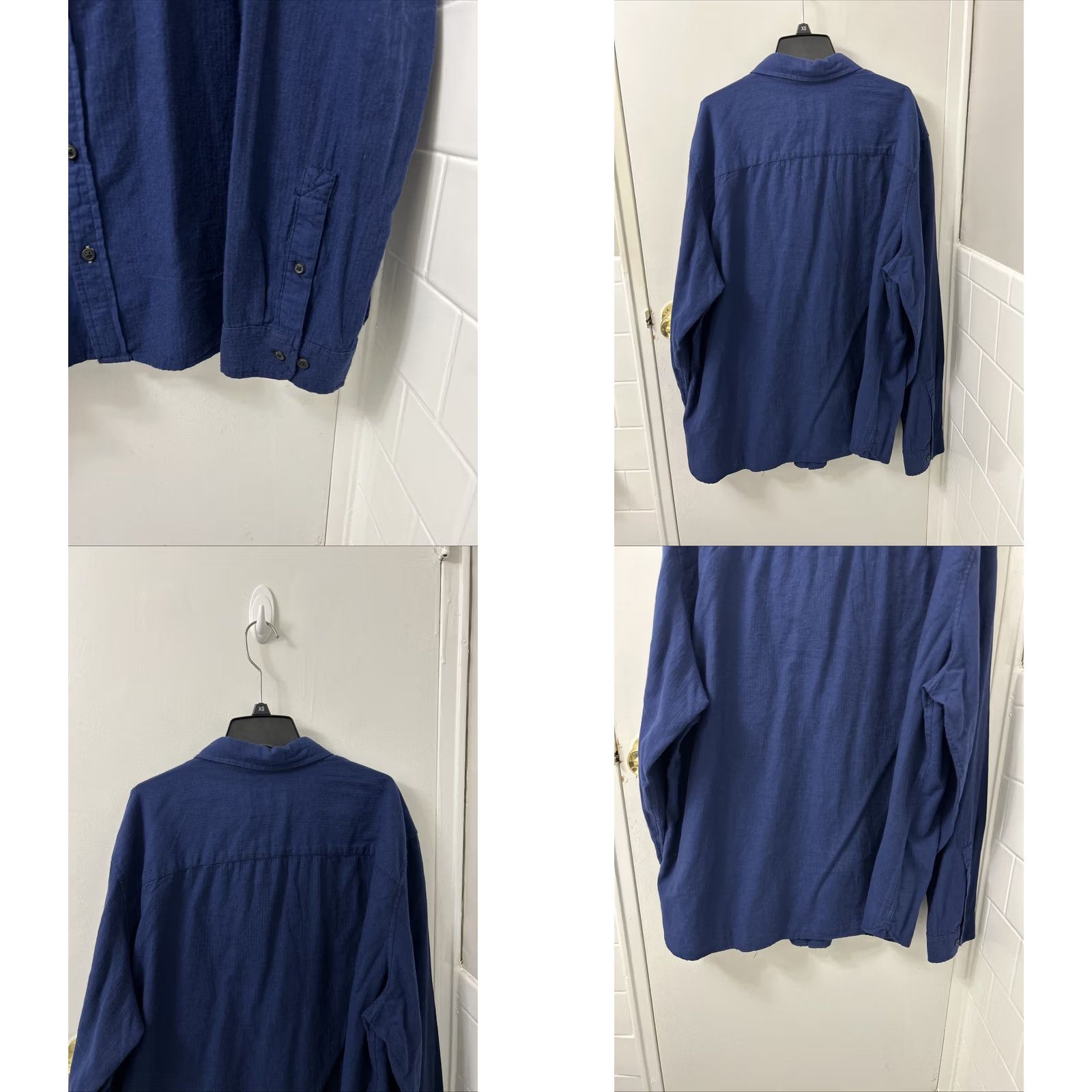 Vintage Goodfellow & Co Shirt Mens 2XL Blue Herringbone Button-Down Long Sleeve Pockets Slant Pocket Casual Workwear Shirt Size US XXL / EU 58 / 5 - 8 Thumbnail
