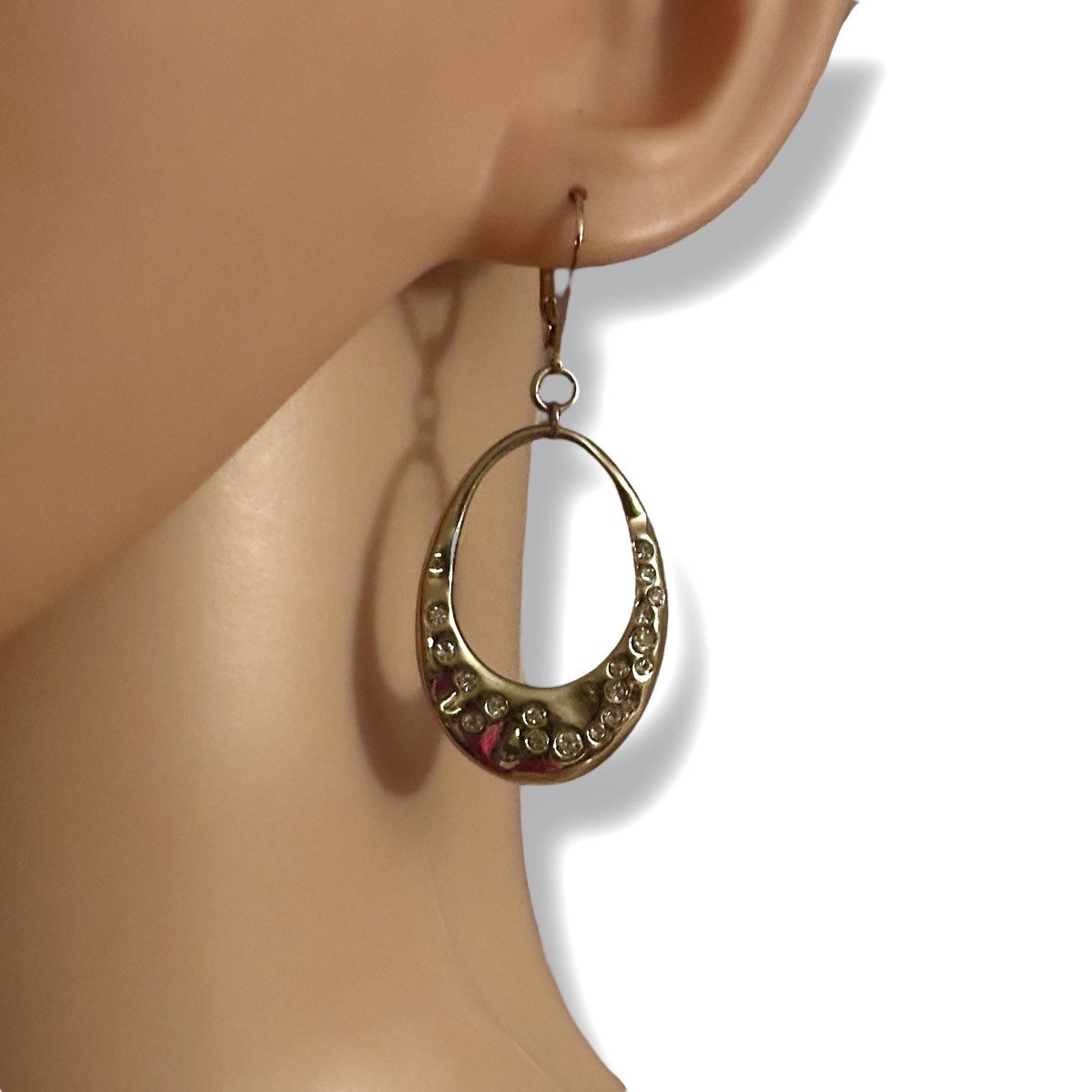 Other PMB Pembroke oval hammered crystal accent hoop earrings Size ONE SIZE - 2 Thumbnail