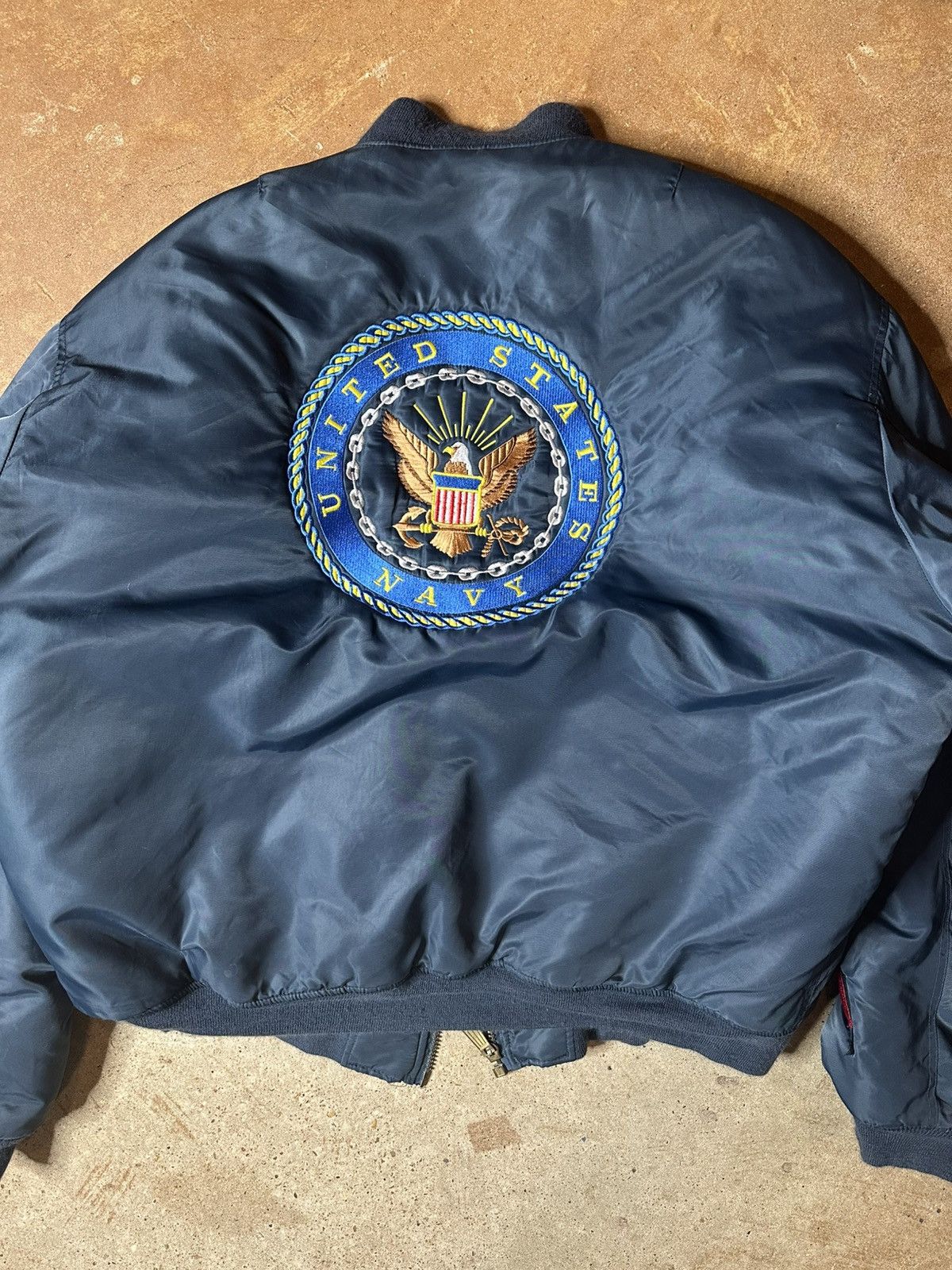 Vintage Oversized 90s Navy Bomber Jacket Size US XXL / EU 58 / 5 - 4 Thumbnail